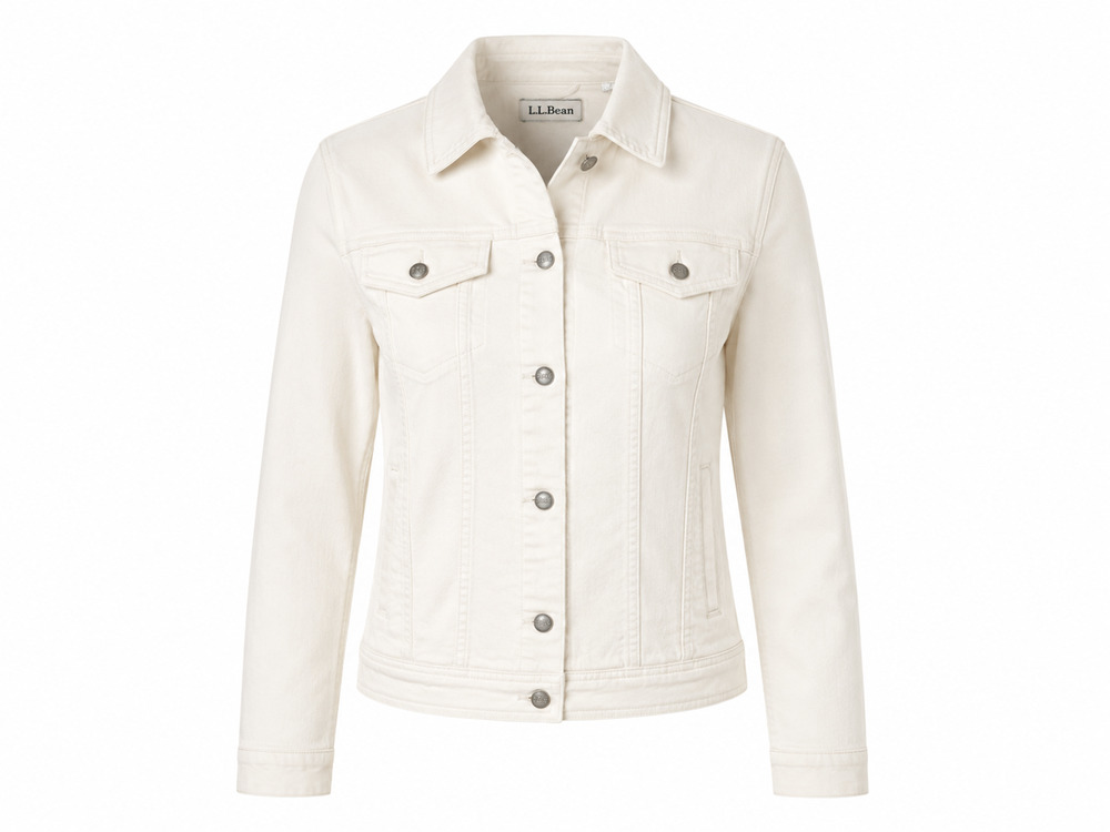 L.L.Bean Women's White Denim Jacket | Size XS | Stretch Cotton | Layering